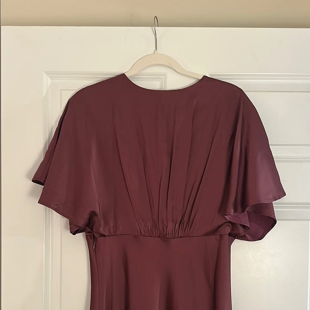 Abercrombie & Fitch Maroon V-Neck Flutter Sleeve Maxi Dress